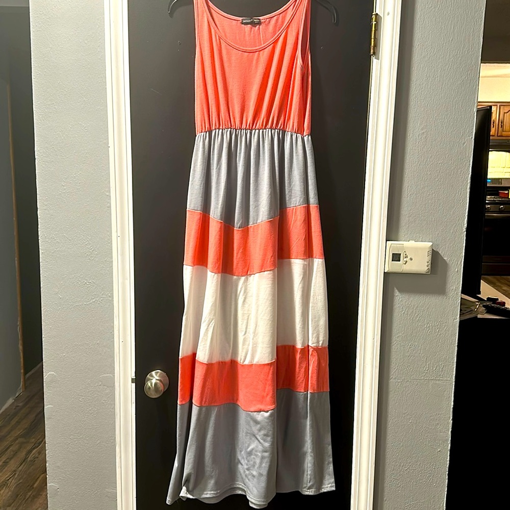 Day soft long summer stripped dress